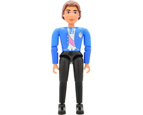 Belville Male, Adult Man (Prince / Groom) - Black Pants, Blue Top with Vest and Sash Pattern, Reddish Brown Hair, Black Shoes (4241469) Image