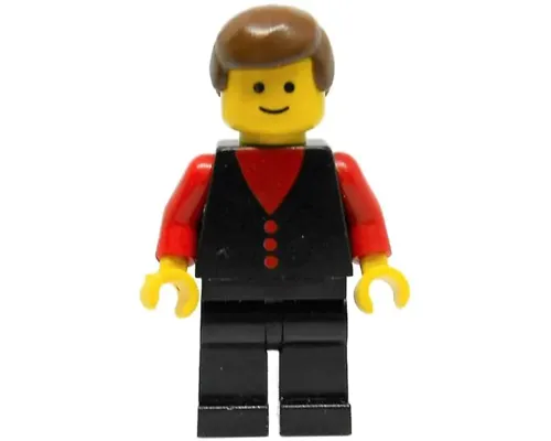 Shirt with 3 Buttons - Red, Red Arms, Black Legs, Brown Male Hair Image
