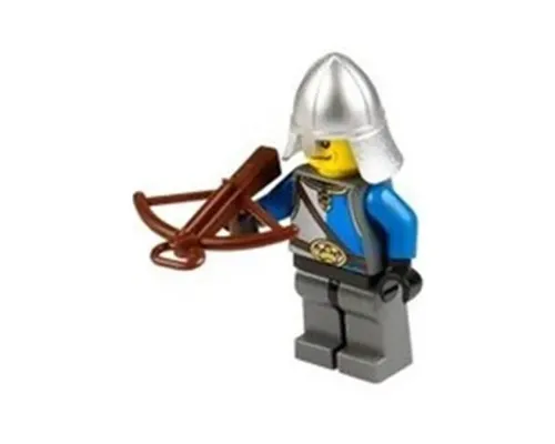 Castle - King's Knight Blue and White with Chest Strap and Crown Belt, Helmet with Neck Protector, Scared Face Image