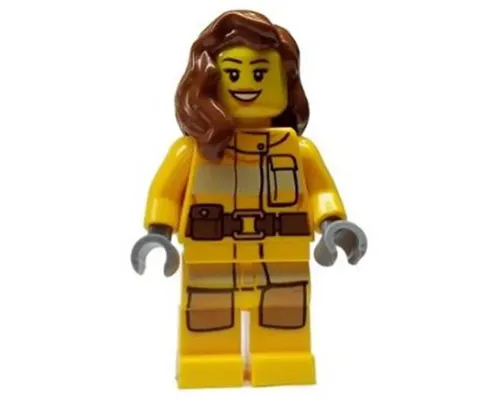 Fire - Bright Light Orange Fire Suit with Utility Belt, Reddish Brown Female Hair over Shoulder Image