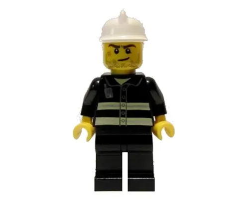 Fire - Reflective Stripes, Black Legs, White Fire Helmet, Crooked Smile with Scar Image