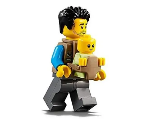 Camper - Male, Dark Tan Vest over Dark Azure Shirt, Dark Bluish Gray Legs, Black Tousled Hair, Baby Carrier Image