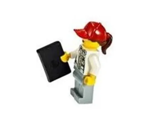Scientist - Female, Red Ball Cap with Reddish Brown Ponytail, Blue Goggles and Light Bluish Gray Legs Image