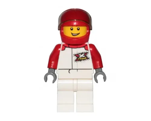 Race Car Driver - Male, White and Red Racing Suit with 'XTREME' Logo, White Legs, Red Helmet, Trans-Brown Visor Image
