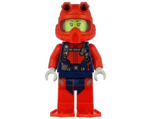 Scuba Diver - Female, Open Mouth, Red Helmet, White Air Tanks, Red Flippers Image