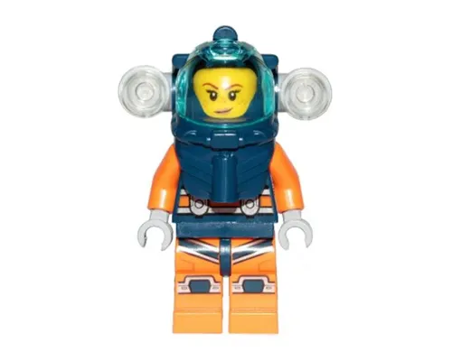 Deep Sea Diver - Female, Dark Blue Helmet, Side Lamps, Smirk / Left Eye Squinted Image
