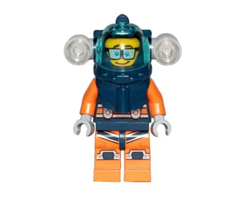 Deep Sea Diver - Male, Dark Blue Helmet, Side Lamps, Glasses, Smile / Shocked Image