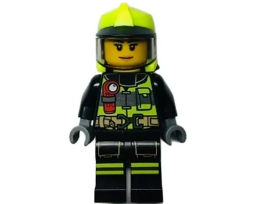 Fire - Female, Reflective Stripes with Utility Belt and Flashlight, Neon Yellow Fire Helmet, Trans-Brown Visor Image