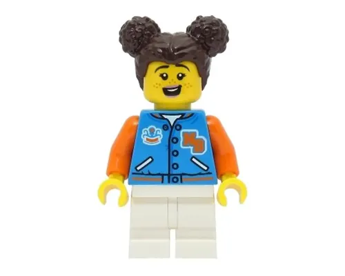 Passenger - Female, Dark Azure Sports Jacket, White Medium Legs, Dark Brown Hair with Buns, Freckles Image