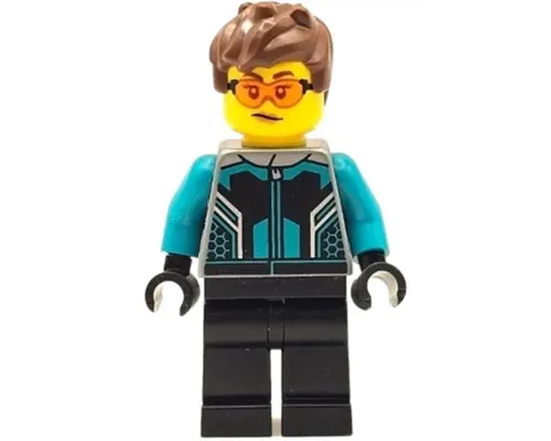 Race Car Driver - Female, Black and Dark Turquoise Racing Suit, Black Legs, Reddish Brown Messy Hair, Safety Glasses Image