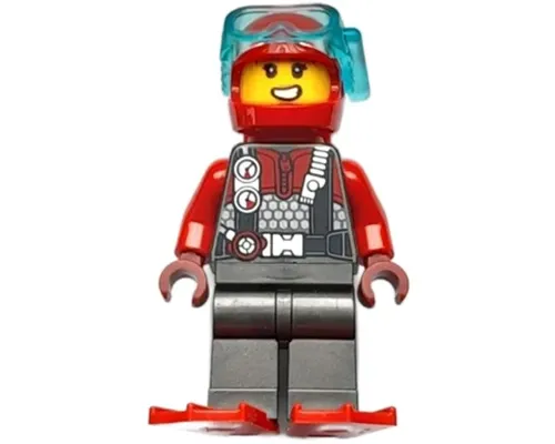 Diver - Female, Red Helmet, Air Tanks and Flippers Image