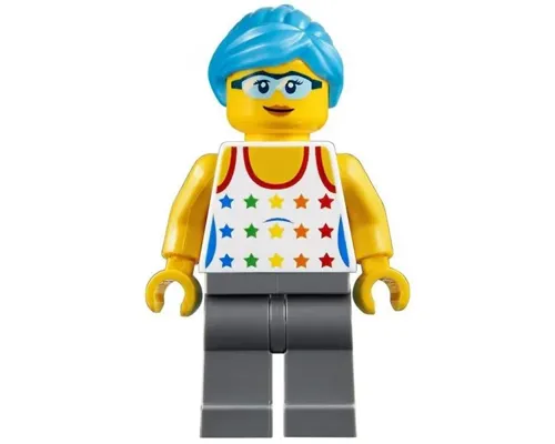 Female, Tank Top with Colored Stars, Dark Bluish Gray Legs, Dark Azure Hair Image