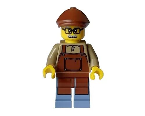 Lodge Owner - Male, Dark Tan Shirt with Reddish Brown Apron, Sand Blue Legs, Reddish Brown Flat Cap, Moustache, Glasses Image
