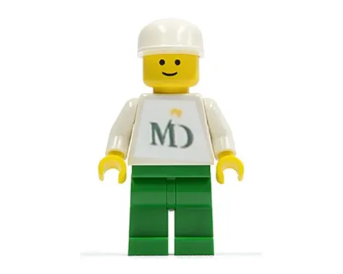 MD Foods - White Torso (Sticker on Both Sides), Green Legs, White Cap Image