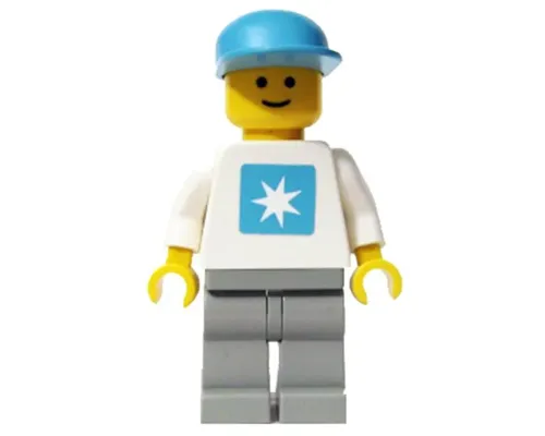 Maersk - White Torso (Sticker), Light Gray Legs, Maersk Blue Cap Image