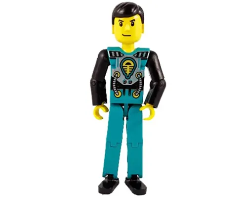 Technic Figure Dark Turquoise Legs, Dark Turquoise Torso with Yellow, Black, Silver Pattern, Black Arms (4114403) Image