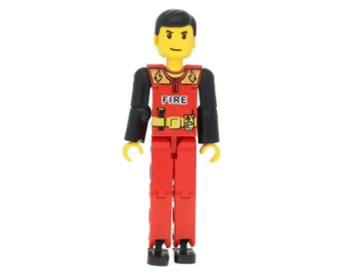 Technic Figure Red Legs, Red Top with Black 'FIRE', Black Arms (Fireman) - Without Sticker (4119035) Image