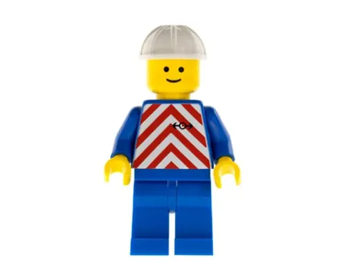Red & White Stripes - Blue Legs, White Construction Helmet Image