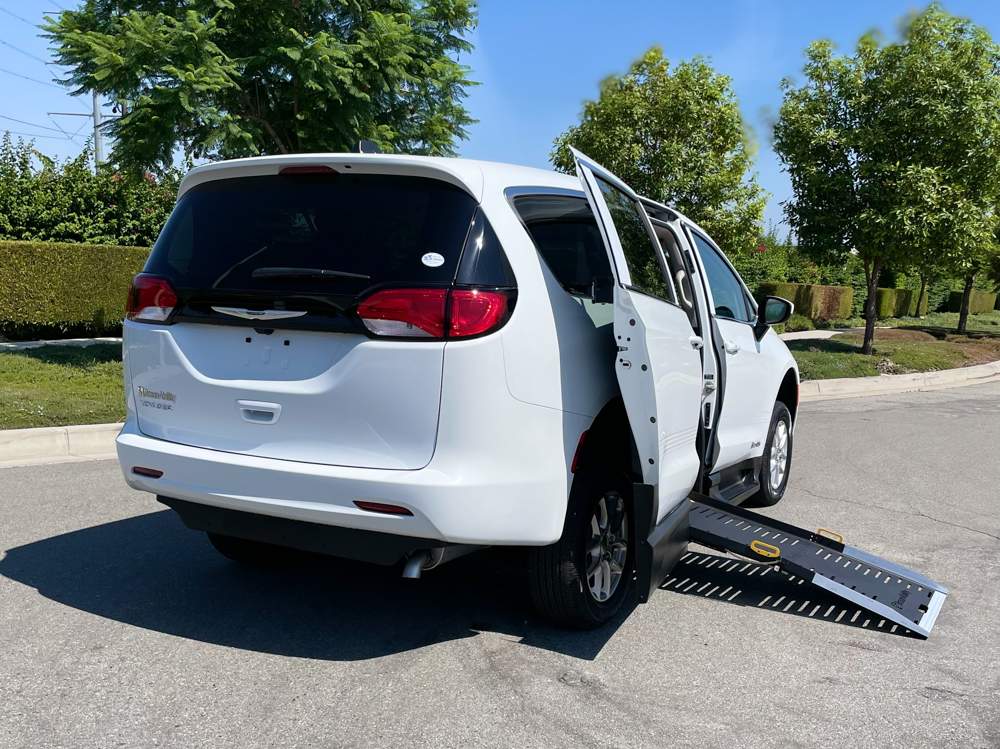 2022 BraunAbility Chrysler Voyager LX Side Entry Gas 6&2 rear passenger side with ramp extended