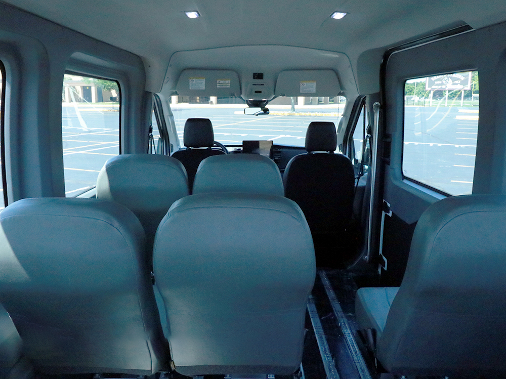 2022 Ford E-Transit 9 passenger interior seats