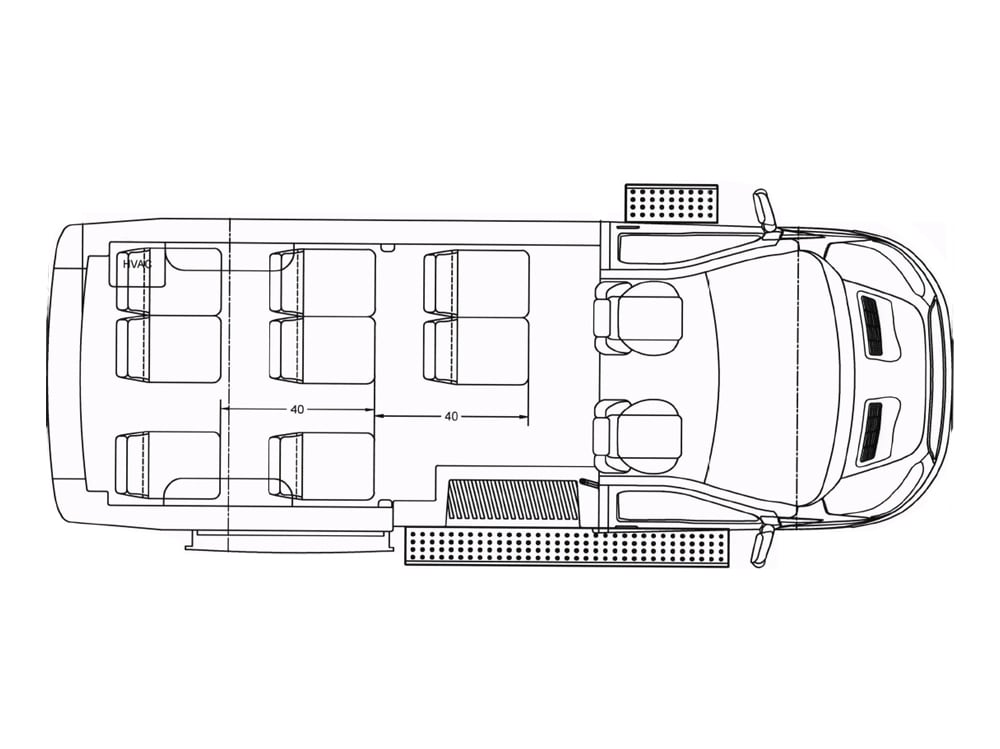 2022 Ford E-Transit 9 passenger Floorplan