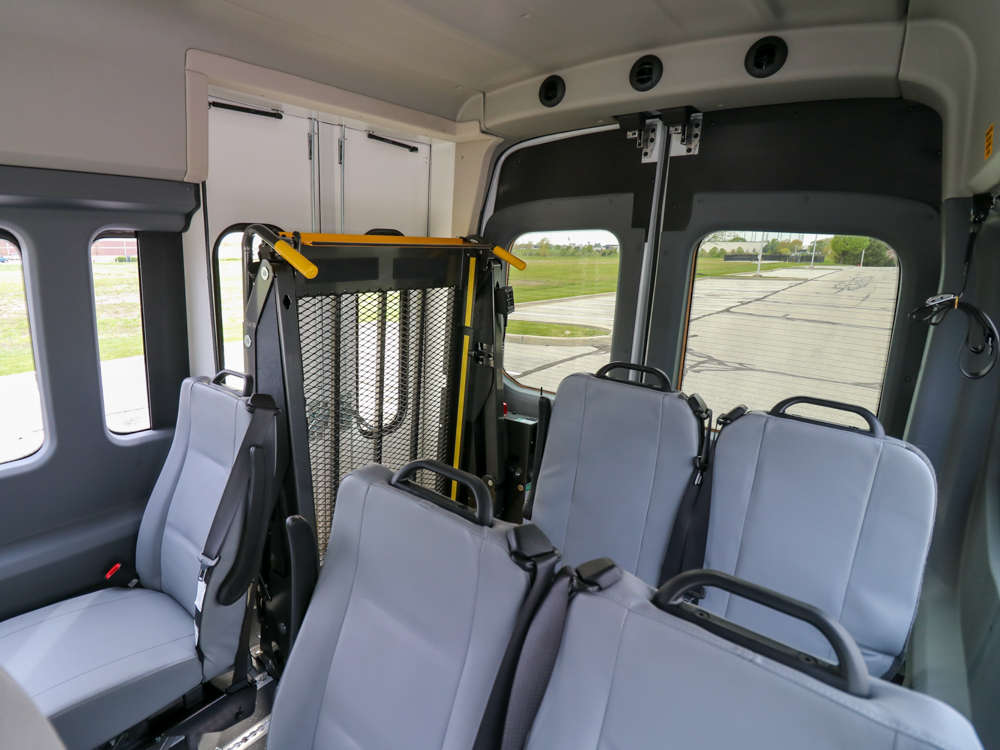 2023 Ford E-Transit Gamechanger interior wheelchair lifts