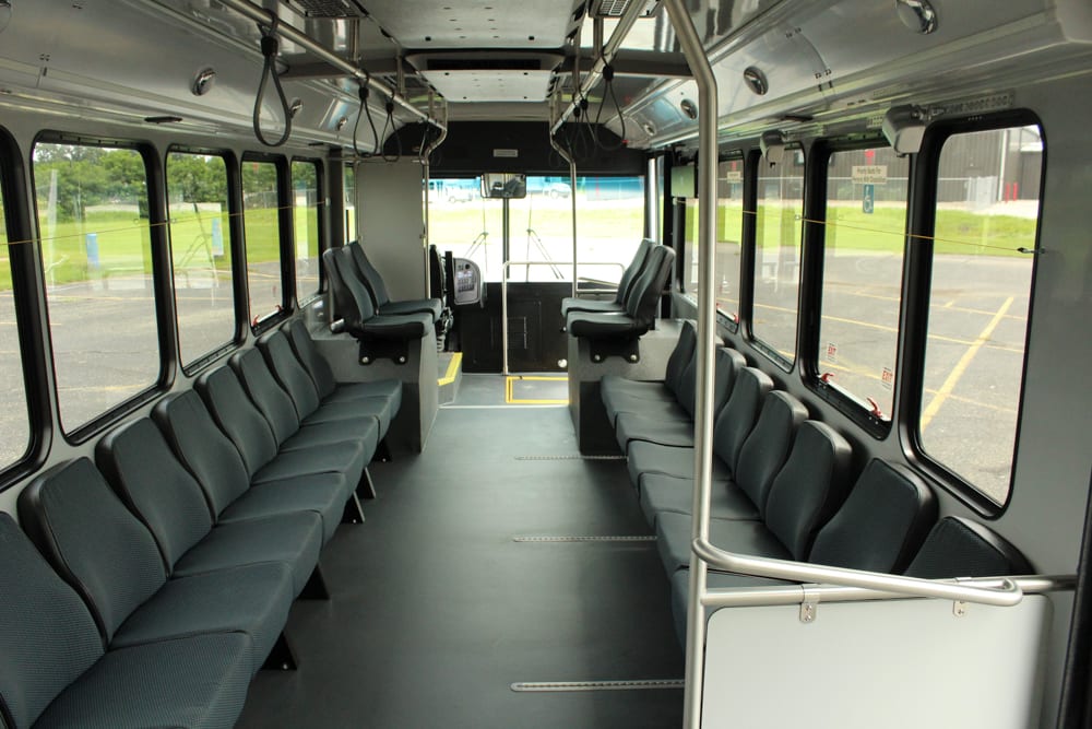 ARBOC Spirit of Equess view of interior of bus, back to front