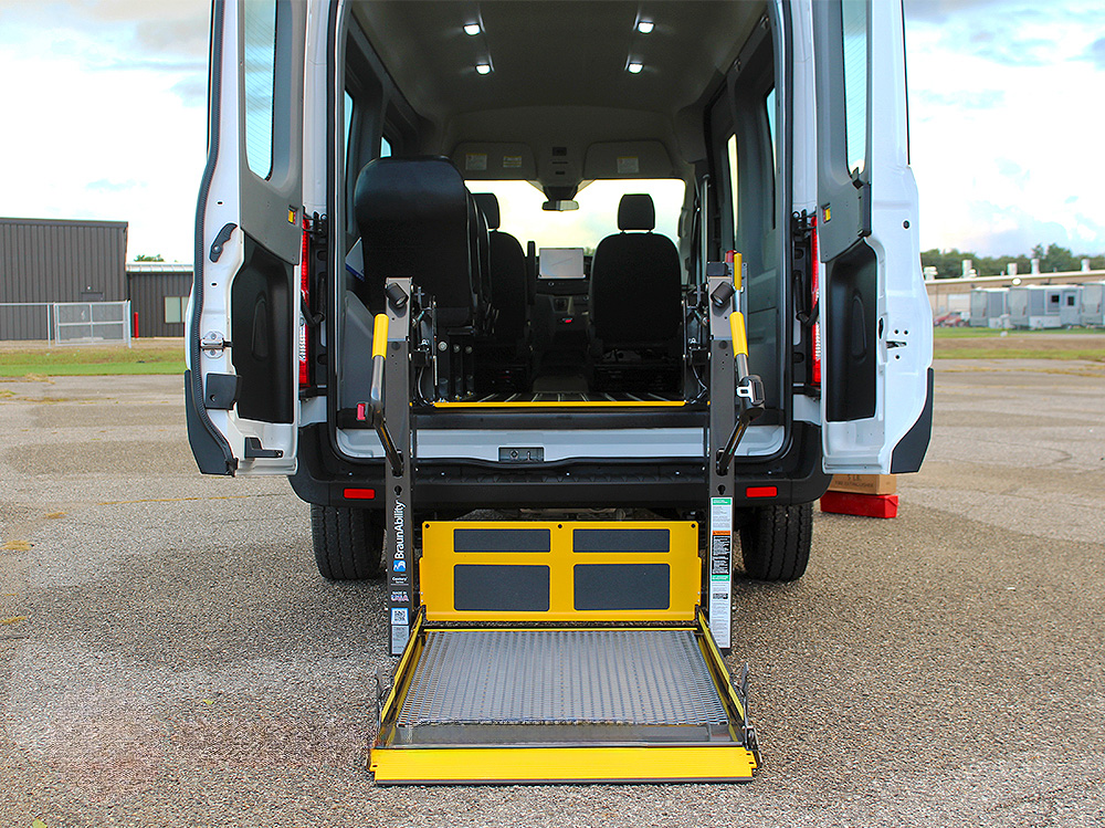 2023 Ford E-Transit Passenger Van rear door open wheelchair lift