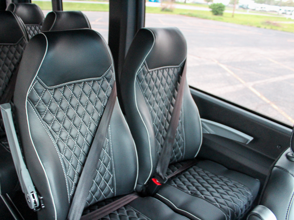 2023 Ford E-Transit Executive Van seats up close