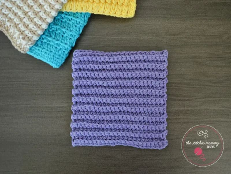 Ribbed Single Crochet Stitch Tutorial and Dishcloth Pattern