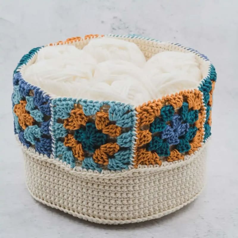 Granny Square Crochet Basket