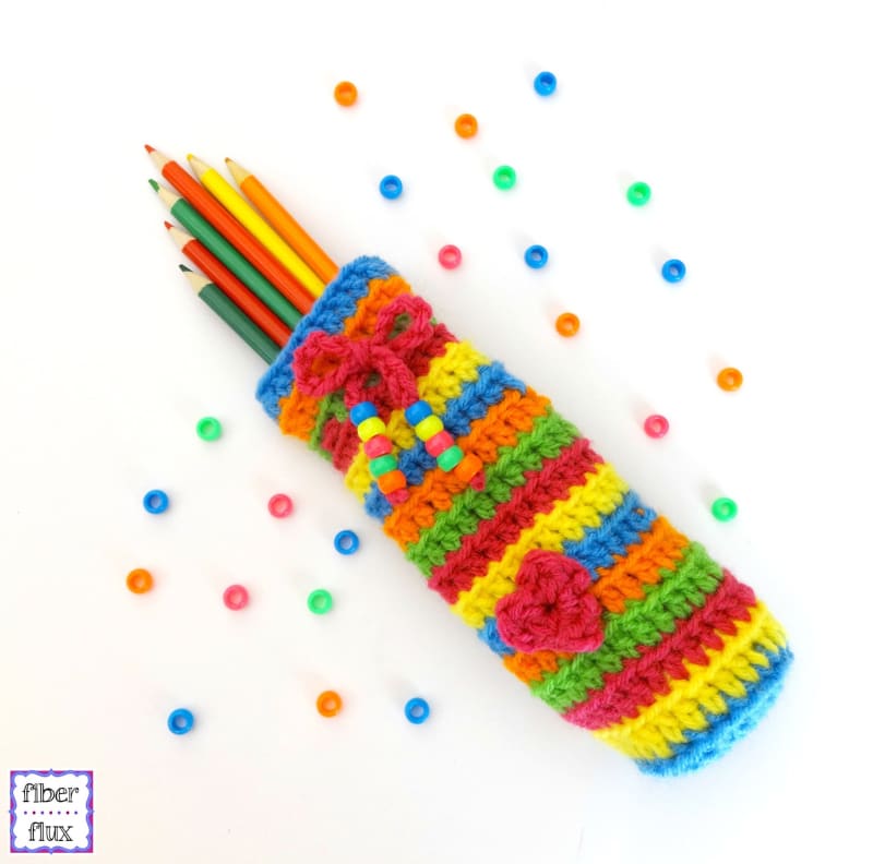 Candy Stripe Crochet Pencil Case