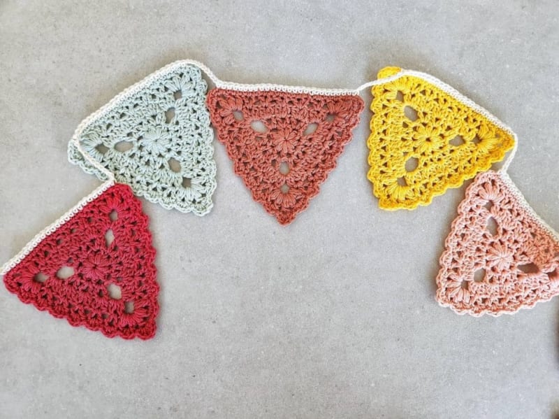Floral Crochet Triangle Bunting