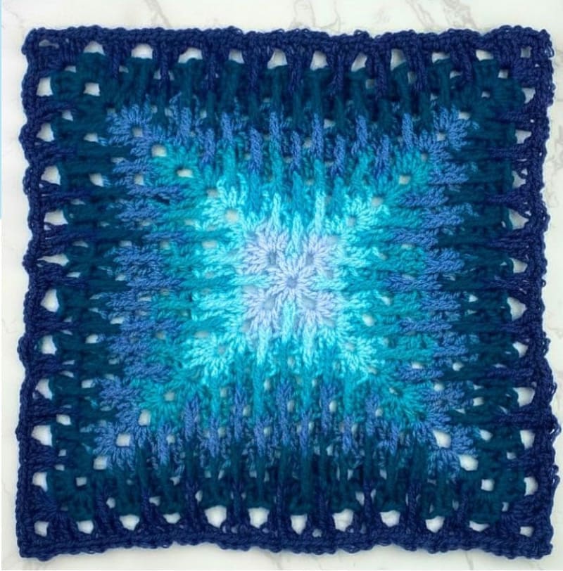 Midnight Bloom Crochet Granny Square