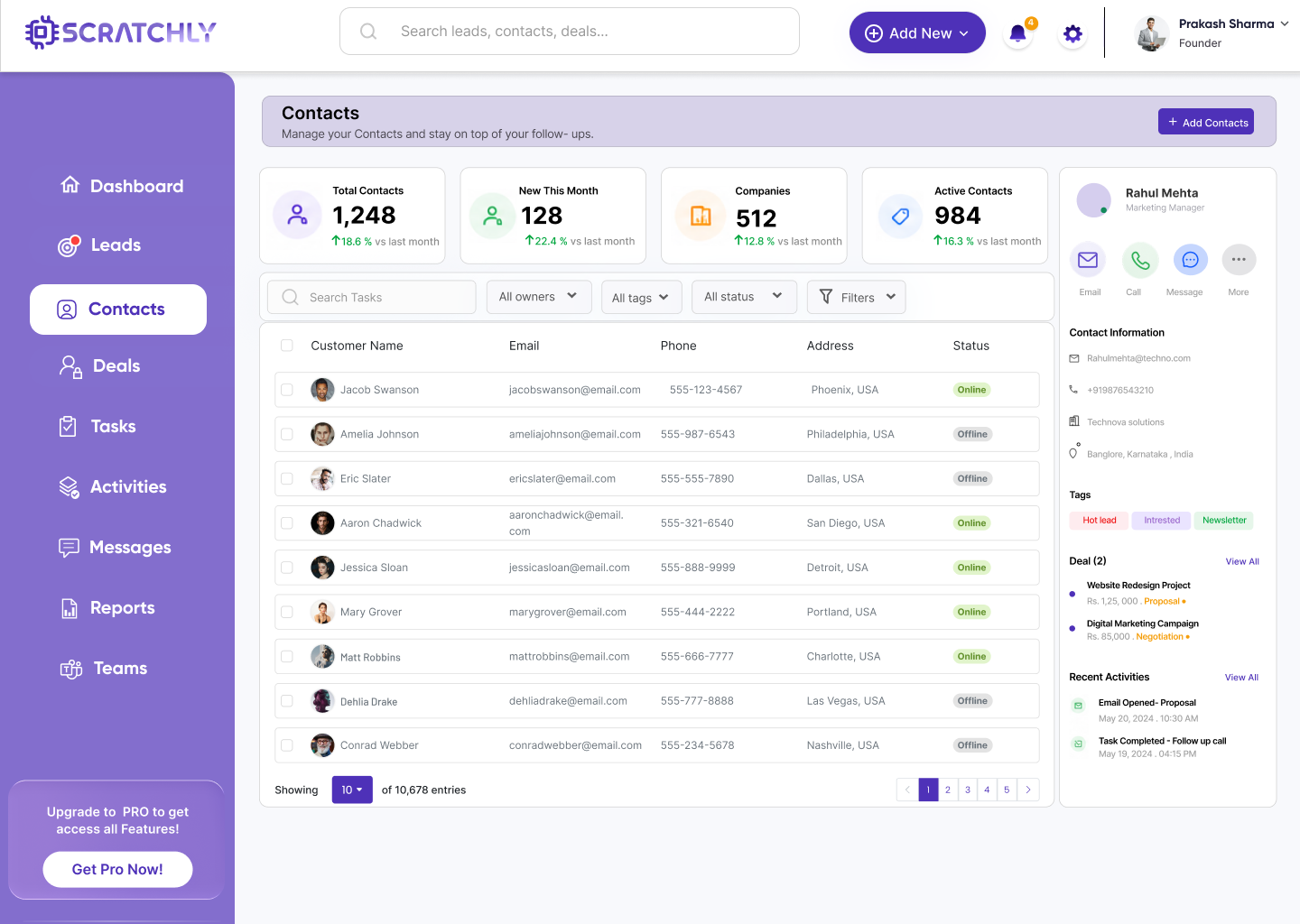 Scratchly CRM Contact Profile & Relationship Intelligence