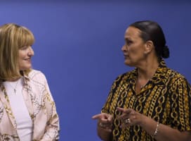 Image of Julie and Farida talking to each other