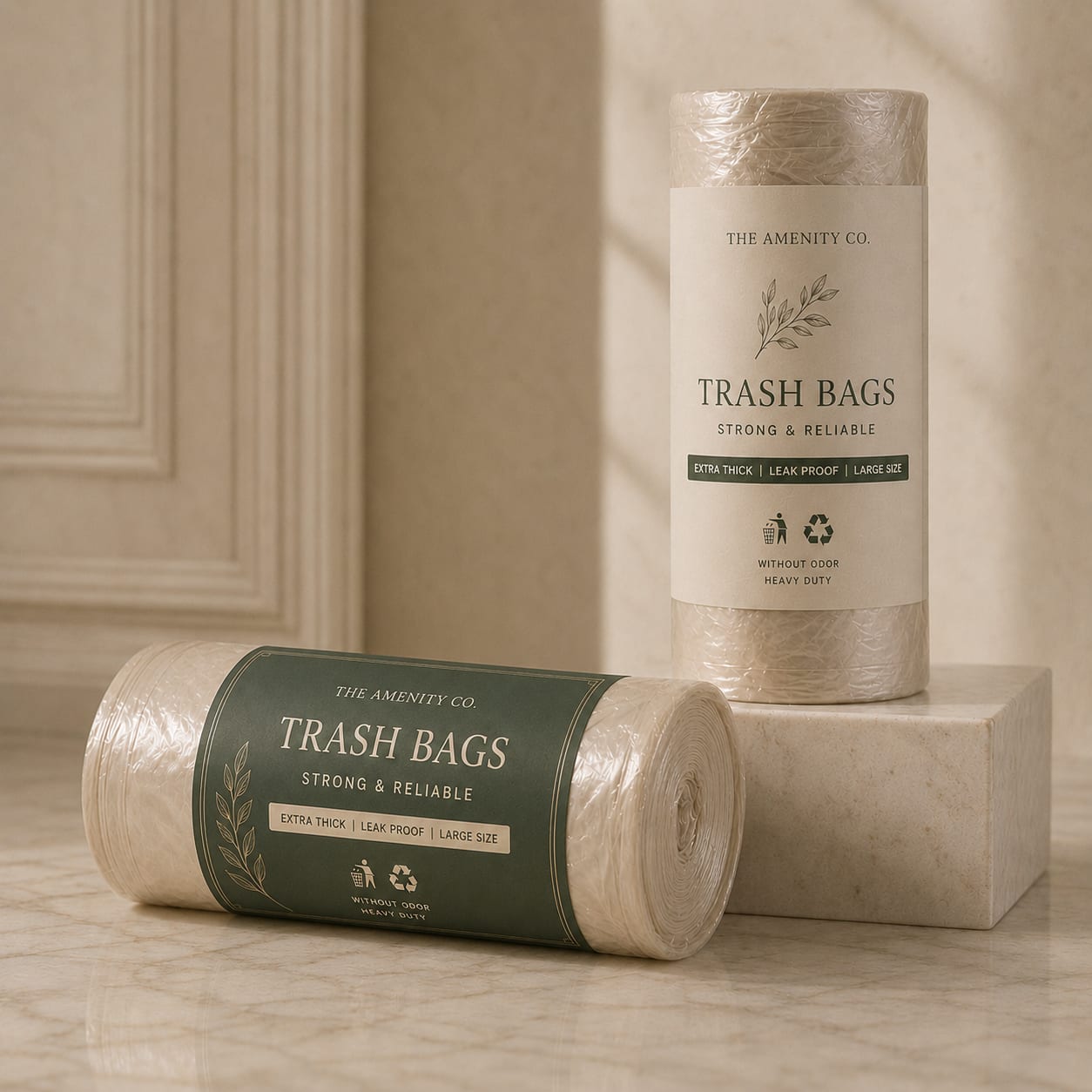 Hotel amenity collection Biodegradable Cornstarch Trash Bags for guest rooms, image 1