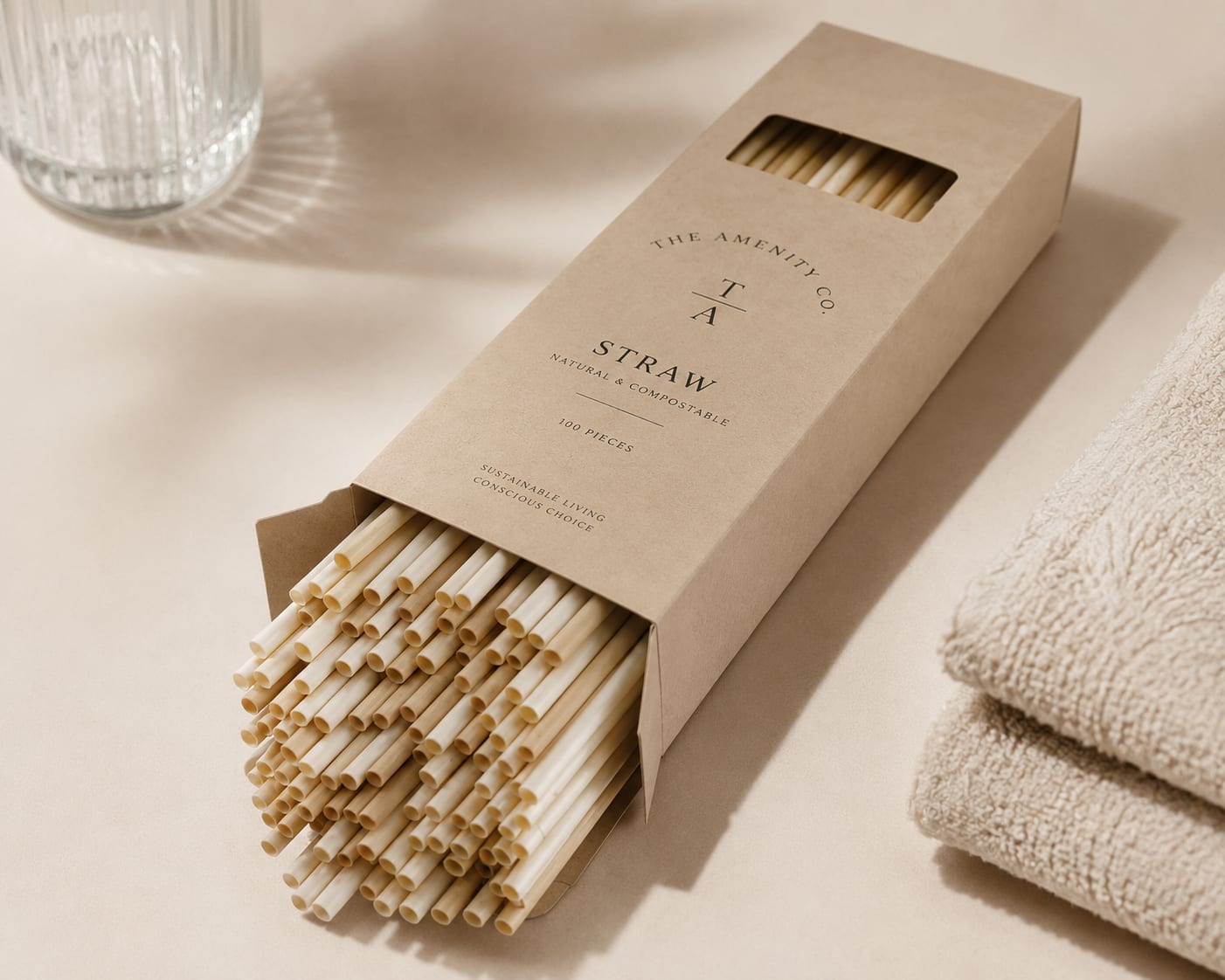 Hotel amenity collection Eco-Friendly Wheat Straw Drinking Straws for guest rooms, image 1
