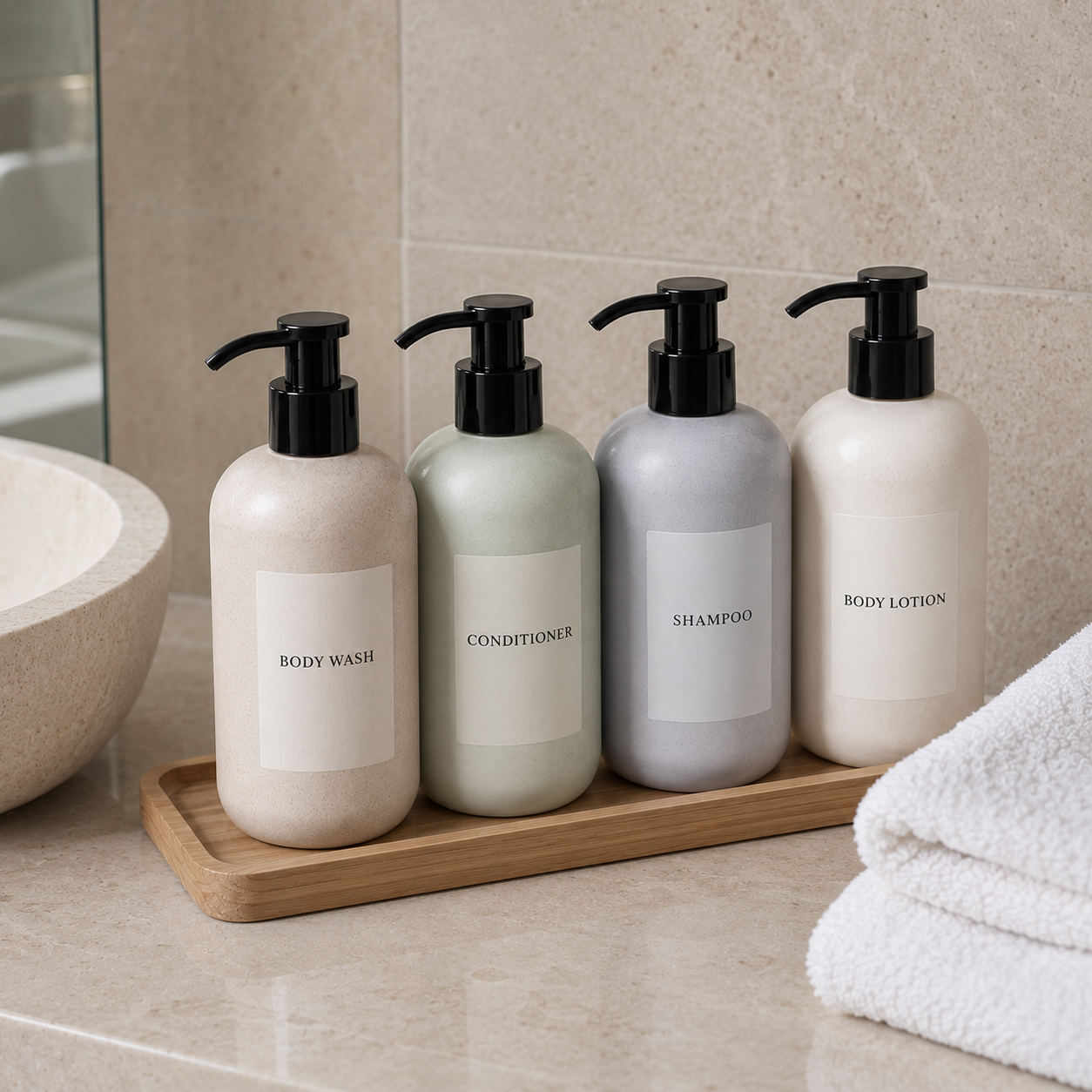 Amenities Empty Refillable Bottles for Shampoo & Lotion product image