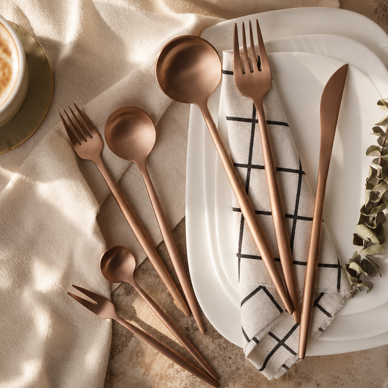 Cutlery Stainless Steel Flatware Spoon and Fork Set (Rose Gold) product image