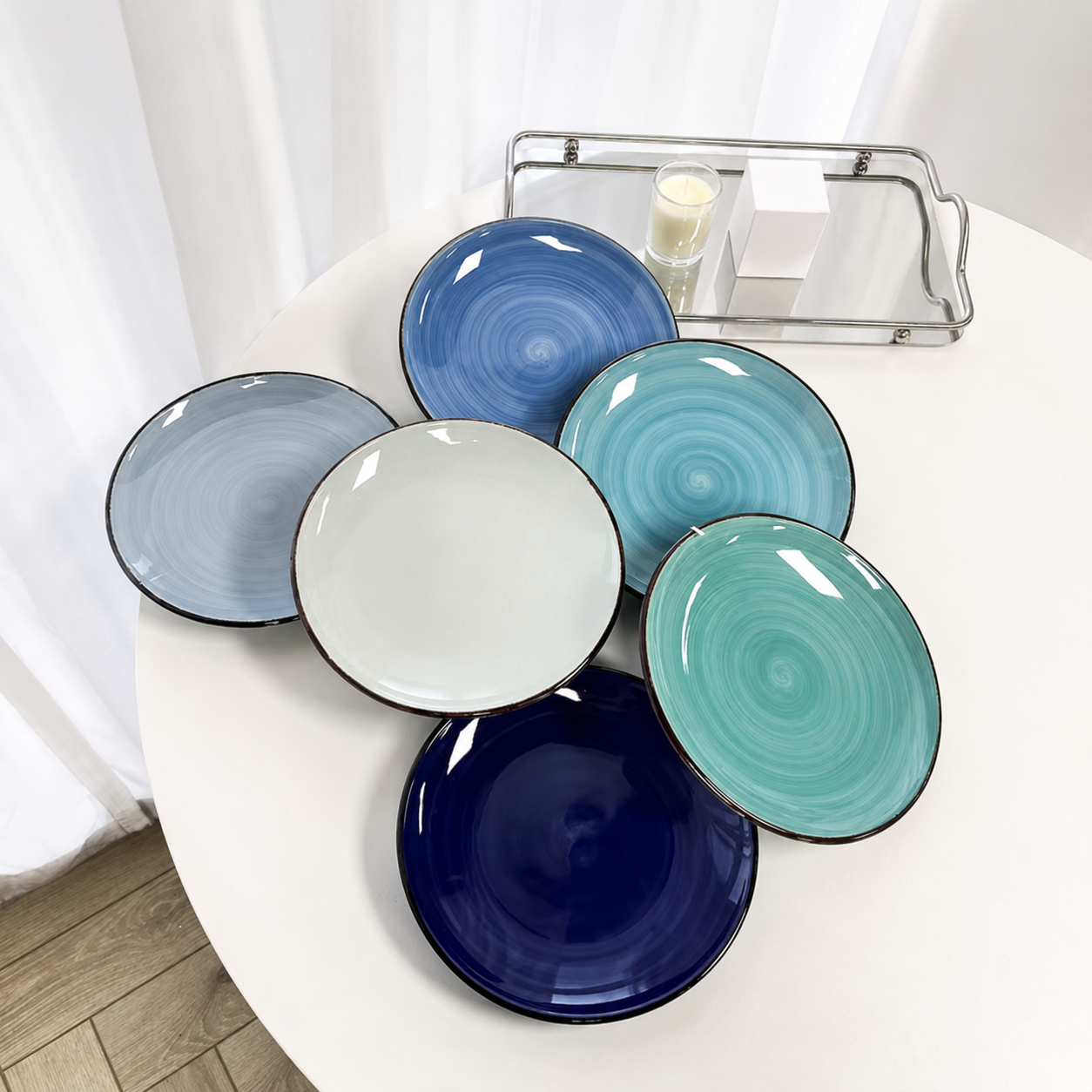 Cutlery Colourful Dish Set - Hand Print Painted Ceramic Dinner Plates Set product image
