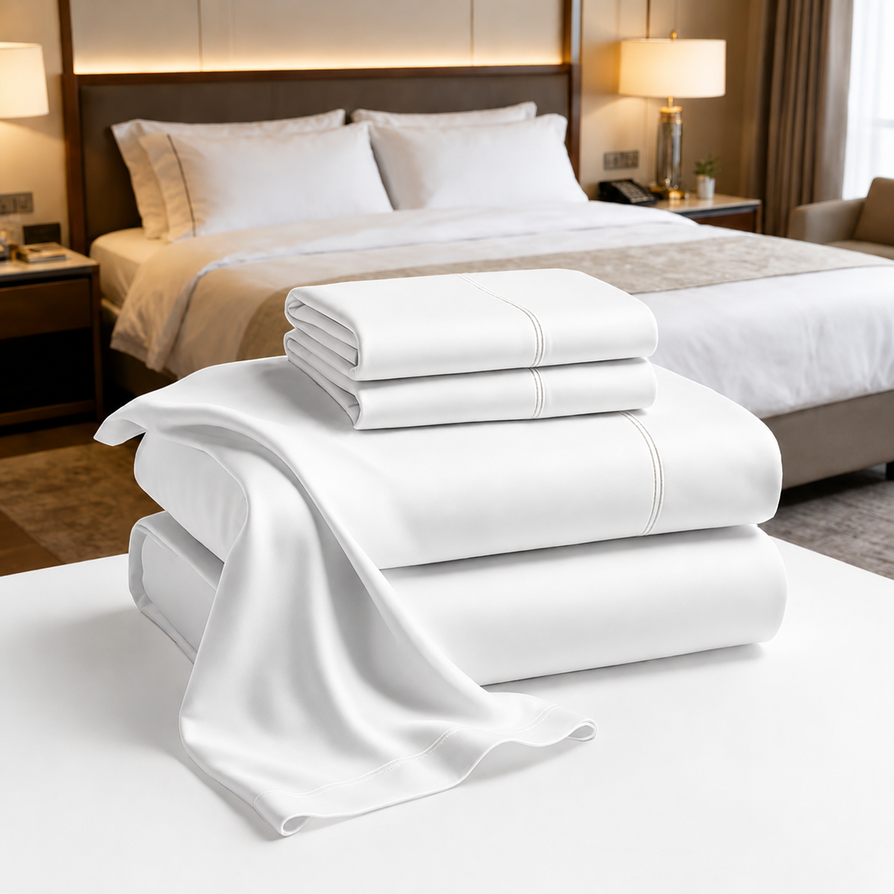 Linen Custom Hotel Bedsheets Set 100% Cotton product image