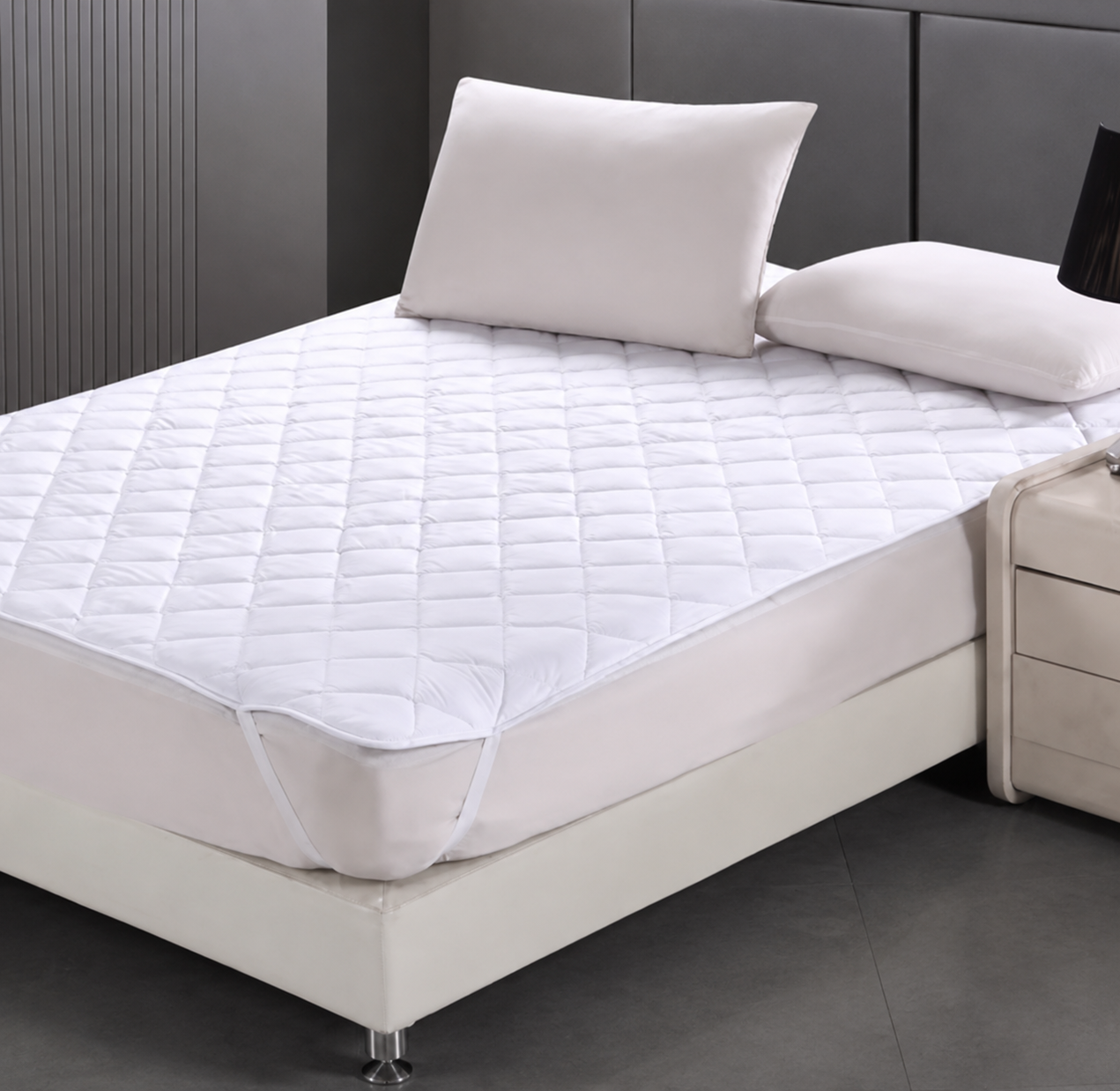 Linen Washable King Bed Pad Mattress Protector for Hotel Bedding product image