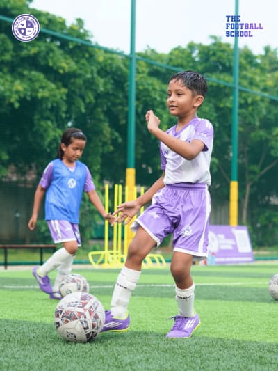 Kids celebrating at football school training session The Football School Noida