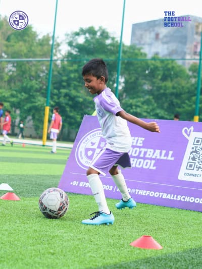 Football skills training at The Football School Noida for kids aged 3 to 16