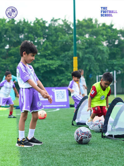 Students at football academy session Sector 49 Noida