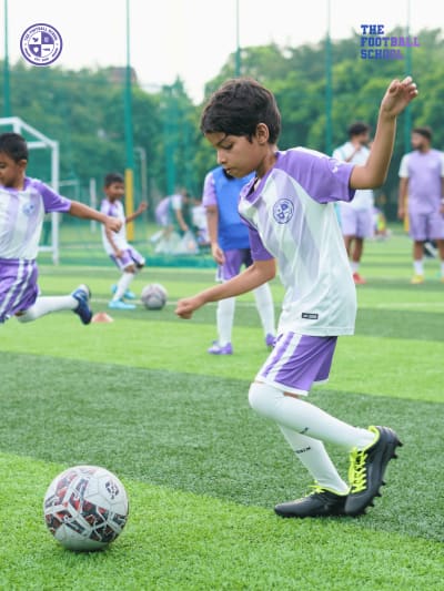 Young players at football academy Sector 49 Noida Tuesday Thursday Saturday sessions