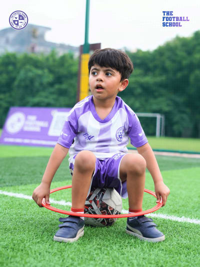 Children playing small-sided football game at TFS Noida