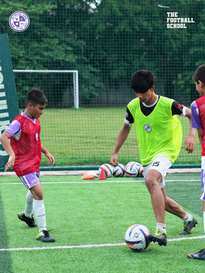 Kids football drills at TFS Foundation Program Noida