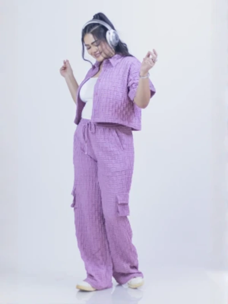Lavender Shirt and Pants Co-ord Set